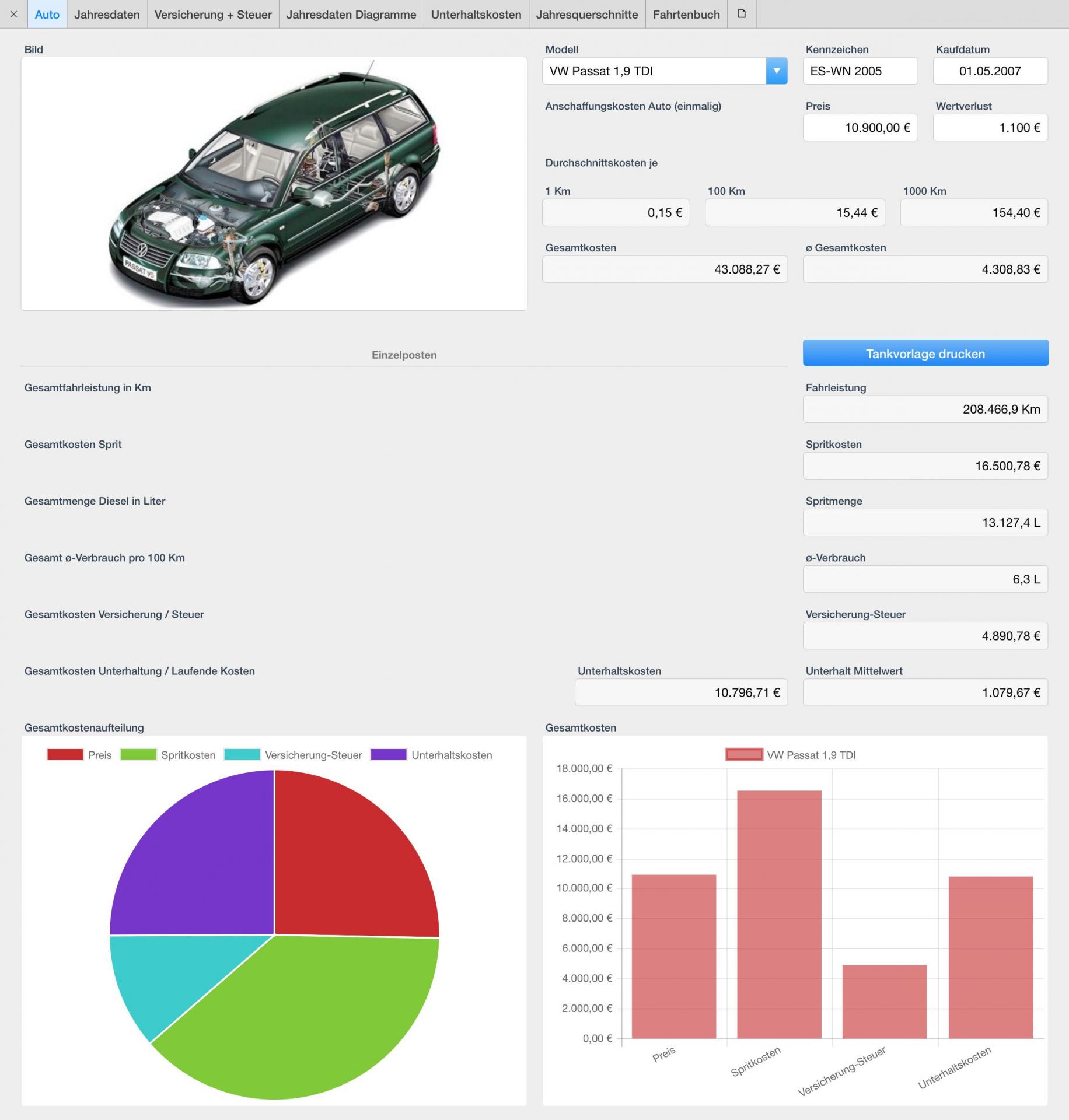 myCar NinoxDatenbank für die Dokumentation meines Autos